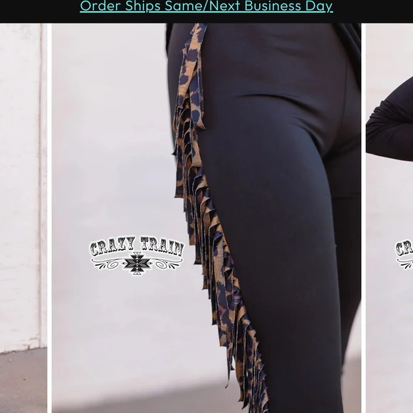 Crazy Train Black Fringe Meow Tiwn Leggings Size XL - Picture 6 of 11
